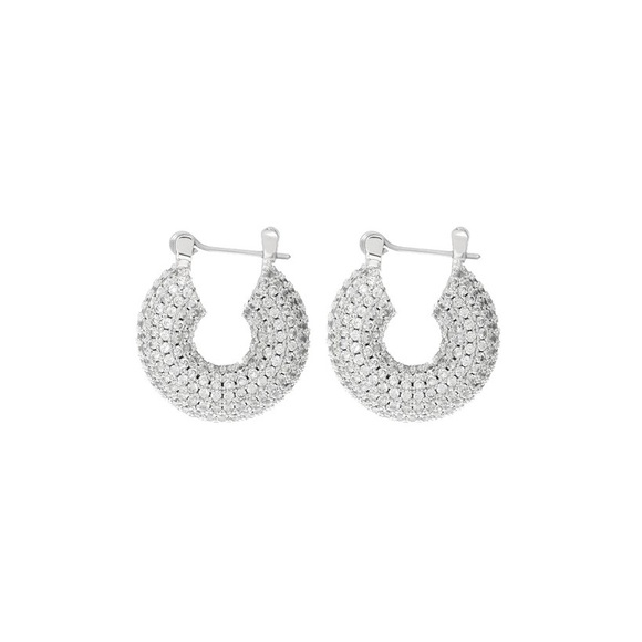 💎NWT LUV AJ PAVE MINI DONUT HOOPS- SILVER💎 - Picture 3 of 8